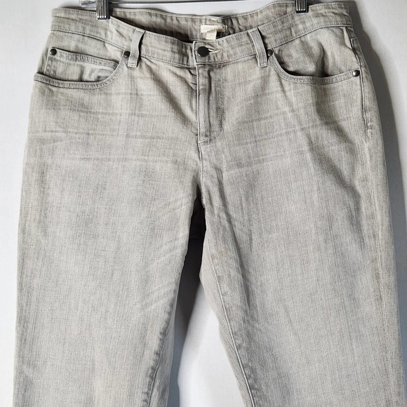 Eileen Fisher Womens Taupe Gray Straight Leg Jeans 12 Organic Cotton Mid Rise - Picture 2 of 8